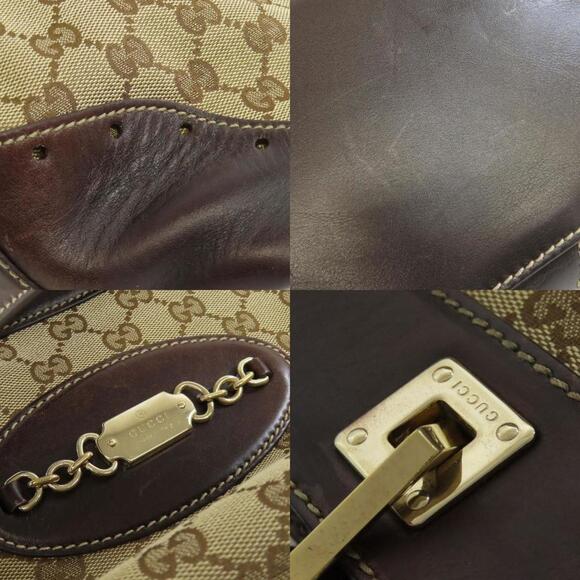 GUCCI Brown Canvas Leather Tote Bag 22x40x13cm Rank AB - Picture 8 of 11